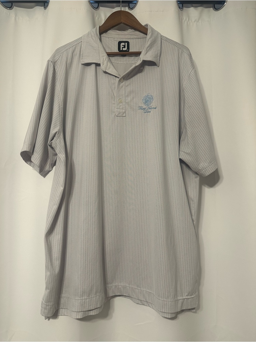 FootJoy XL Trump National Doral Men's Light Blue and White Striped Golf Shirt